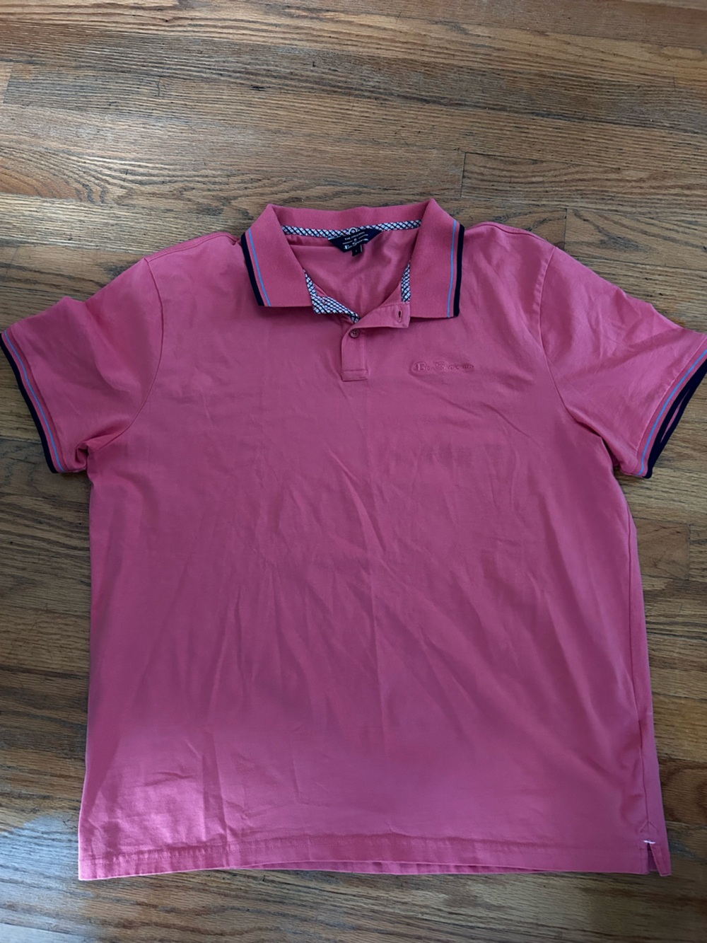 Ben Sherman Men's Pink Polo with Navy Contrast Trim